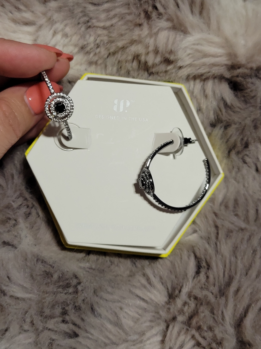 Rare Unicorn Crystal Accent Silver-Tone Halo Hoop Earrings
